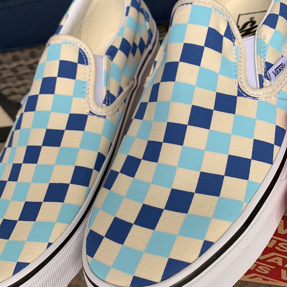 VANS CLASSIC SLIP ON CHECKERBOARD BLUE TOPAZ WMNS - Picture 14 of 16